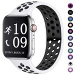 Zekapu Compatible with Watch Band 40mm 38mm, for Women Men, S/M, Breathable Silicone Sport Replacement Wrist Band Compatible for iWatch Series 5/4/3/2/1,White-Black