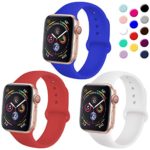 TIMTU Sport Bands Compatible with Apple Watch 42mm 44mm, Womens Bands Compatible with iWatch 42mm/44mm, S/M Royal Blue/Red/White