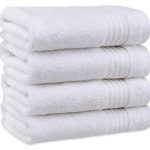 Luxury Turkish Cotton Washcloths for Easy Care, Extra Soft and Absorbent, Fingertip Towels, 4 Pack Washcloth Set by United Home Textile, Snow White