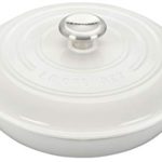 Le Creuset LS2532-2616SS Signature Enameled Cast Iron Braiser, 2.25 qt, White