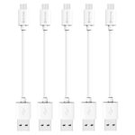ZiBay 7-Inch Micro USB Sync Cable for Samsung, HTC, Motorola, Nokia, Android, and More (5 Pack) (White)
