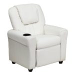 Flash Furniture Contemporary White Vinyl Kids Recliner with Cup Holder and Headrest