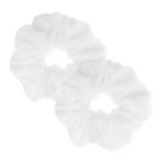 2 Pcs Large Size White Color Scrunchies for Women Hair Elastic Bands