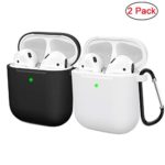 Compatible AirPods Case Cover Silicone Protective Skin for Apple Airpod Case 2&1 (2 Pack) Black/White