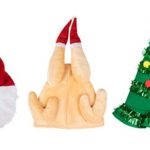 Funny Christmas Party Hats – 3-Pack Assorted Holiday Adult Plush Hats, Santa Claus with Beard, Roasted Turkey, and Christmas Tree Designs, Festive Costume Accessories, White Elephant Gifts