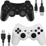 Wireless Controllers for PS3 Playstation 3 Dual Shock (Pack of 2,Black and White)