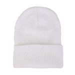 CANCA Unisex Cuff Warm Winter Hat Knit Plain Skull Beanie Toboggan Knit Hat/Cap (White)