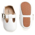THEE BRON Infant Toddler Baby Soft Sole Leather Shoes for Girls Boys Walking Sneakers (24-30 Months Infant, White)