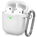AhaStyle Upgrade AirPods Case Silicon Protective Cover [Front LED Visible] Compatible with Apple AirPods 2 and 1?White?