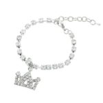 Dog Jewelry,Woaills Pet Diamante Crown Rhinestone Pendant Necklace Collar (M, White)