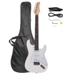 Z ZTDM Full Size Rosewood Fingerboard Electric Guitar with Gigbag Strap Amp Wire Tremolo Arm Cord for Adult Student Beginner White