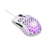 Cooler Master mm711 60G Glossy White Gaming Mouse with Lightweight Honeycomb Shell, Ultraweave Cable, 16000 DPI Optical Sensor and RGB Accents