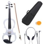 Cecilio 3/4 CEVN-1W Solid Wood Electric/Silent Violin with Ebony Fittings in Style 1 – Pearl White