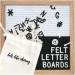 Black & White Colorblock Felt Letter Board 10×10 Inches. Changeable Letter Boards Include 150 Black Plastic Letters and 150 White. Oak Frame