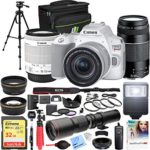 Canon EOS Rebel SL3 DSLR 24.1MP 4K Video Camera with EF-S 18-55mm is STM Lens White Bundle with EF 75-300mm F4-5.6 III Telephoto Zoom Lens, 500mm Preset Telephoto Lens and Accessories (18 Items)