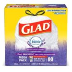 Glad Tall Kitchen Drawstring Trash Bags – OdorShield 13 Gallon White Trash Bag, Febreze Mediterranean Lavender – 80 Count (Packaging May Vary) (2 Pack(80 Count))