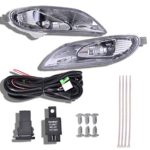 shamoluotuo Clear Fog Lights Kit for 2002-2004 Toyota Camry/2005-2008 Corolla w/ Chrome Cover Black Bezel Wiring Switch Bulbs Left & Right Bumper Driving Assembly Lamps OEM Requirements (White)