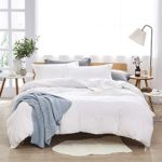 Dreaming Wapiti Duvet Cover King 100% Washed Microfiber 3pcs Bedding Set,Solid Color – Soft and Breathable with Zipper Closure & Corner Ties (White),