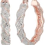 Plated Bronze Diamond Accent Twisted Hoop Earrings