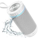 COMISO Bluetooth Speaker Portable Waterproof Outdoor Wireless Speakers with Enhanced Bass, Sync Together, Built in Mic, Auto Off, Up to 24 Hours Playtime for Beach, Shower & Home (White)