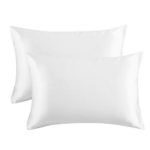 Bedsure Satin Pillowcase for Hair and Skin, 2-Pack – Queen Size (20×30 inches) Pillow Cases – Satin Pillow Covers with Envelope Closure, Pure White
