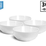 HARMAN & CO Soup Cereal Salad Bowl, Large 6.5″ (30oz) Microwave & Dishwasher Safe, Frost White (Set of 4 Bowls)