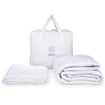 GnO White Weighted Blanket & Bonus Removable Bamboo Duvet Cover – 100% Organic Cooling Cotton & Glass Beads – Premium Heavy Blanket for Adult – Designed in USA – (20 Lbs – 60”x80” Queen Size)