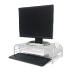 Mind Reader MESHMONSTA-WHT Monitor Stand, Metal Mesh Stand & Desk Organizer with Drawer, White