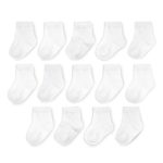 Fruit of the Loom Baby 14-Pack Grow & Fit Flex Zones Cotton Stretch Socks – Unisex, Girls, Boys (6-12 Months, White)