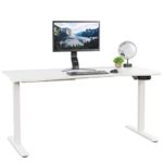 VIVO White Electric Height Adjustable Stand Up Desk Frame, Workstation with 63 x 32 inch Table Top and Controller | Frame and Desktop Combo (DESK-KIT-2E1W)