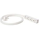 AmazonBasics Indoor 3 Prong Extension Power Cord Strip – Flat Plug, Grounded, 6 Foot, Pack of 2, White