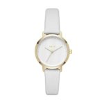 DKNY Women’s The Modernist Stainless Steel Quartz Watch with Leather Strap, White, 14 (Model: NY2677)