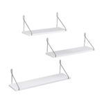 SONGMICS Wall Shelves, Floating Shelf Set of 3, Decorative Shelves, for Living Room Kitchen Hallway, Different Length 15.7 Inches, 19.7 Inches, 23.6 Inches, White ULWS68WT