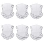 Neck Gaiter, Magic Headband Sport Headwear Elastic Face Mask Bandana Scarf UV Resistence Balaclava, Headwrap Helmet Liner for Men and Women – Cycling, Fishing, Running, Hiking, Camping (6PCS-White)