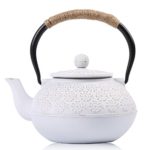 Cast Iron Teapot, Sotya Tetsubin Japanese Tea Kettle (1200ml, White)