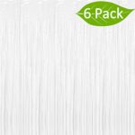 Deruicc 6 Pack White Foil Curtains 3ft x 8ft Tinsel Fringe Curtains Shimmer Curtain for Birthday Wedding Party Christmas Photo Booth Backdrop Decorations (White, 6)