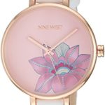 Nine West Women’s NW/2122RGWT Rose Gold-Tone and White Strap Watch
