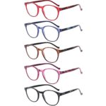 5 Pairs Reading Glasses – Standard Fit Spring Hinge Readers Glasses for Men and Women (Black Purple Red Blue Brown, 3.50)