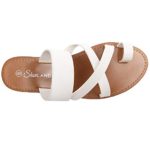 Herstyle Donnoddi Women’s Slip On Flip Flops Gladiator Shoes Open Toe Loop Flat Sandals White 10.0