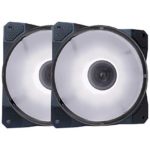 APEVIA CO212L-WH Cosmos 120mm White LED Ultra Silent Case Fan w/ 16 LEDs & Anti-Vibration Rubber Pads (2 Pk)