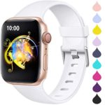 Haveda Sport Bands Compatible for Apple Watch 44mm Series 4 Series 5, Waterproof 42mm Apple Watch Band Women Wristband for iWatch, Apple Watch Series 3, Series 2 1 Men, White 42mm/44mm S/M
