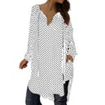 Woaills-Tops 2018 New!!Women Sexy Polka Dot Print Clothing,Ladies Loose Long Sleeves V-Neck Evening Party Mini Dress (S, White)