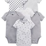 Simple Joys by Carter’s Baby Girls’ 6-Pack Short-Sleeve Bodysuit, Black/White, 12 Months