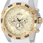 Invicta Men’s Speedway Stainless Steel Quartz Watch with Silicone Strap, White, 24 (Model: 25510)