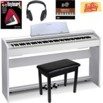 Casio Privia PX-770 Digital Piano – White Bundle with Furniture Bench, Instructional Book, Austin Bazaar Instructional DVD, and Polishing Cloth