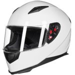 ILM Full Face Motorcycle Street Bike Helmet with Removable Winter Neck Scarf + 2 Visors DOT (L, White)