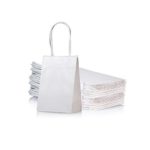 AWELL Small White Paper Bag with Handle Party Favours Bag 6×4.5×2.5 inch for Wedding Birthday Baby Shower Recycled Bag, Pack of 24