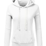 NINEXIS Womens Long Sleeve Fleece Pullover Hoodie Sweatshirts White L