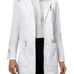 VOGRYE Professional Lab Coat for Women Long Sleeve, White, Unisex XXS