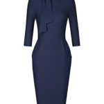 MUXXN Women’s Classic Vintage Tie Neck Formal Cocktail Dress with Pocket